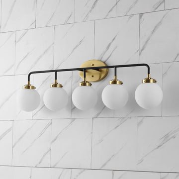 Caleb Brass Vanity Wall Sconce Frosted